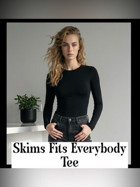 Skims Fits Everybody Long Sleeve TShirt Onyx